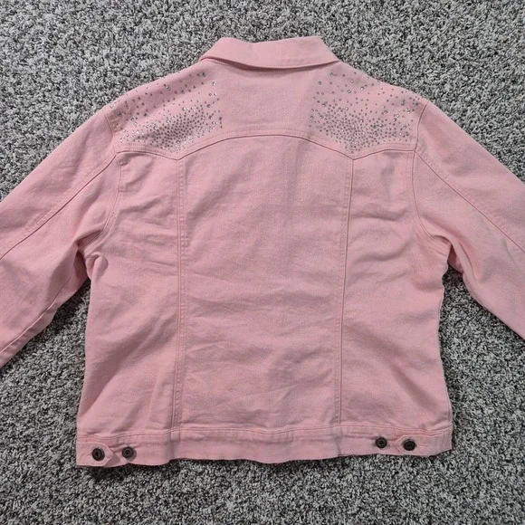 Ethyl Premium Denim Rhinestone Pink Western Jacket Country Cowgirl Womens Large - Picture 2 of 13